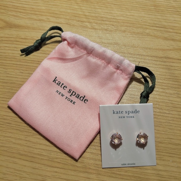 NWT Kate Spade Rose Gold Cubic Zirconia Studs - Picture 2 of 4